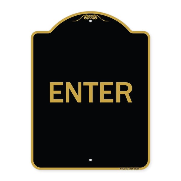 Signmission Designer Series Sign-Enter Sign Enter, Black & Gold Aluminum Sign, 18" x 24", BG-1824-24096 A-DES-BG-1824-24096 - main